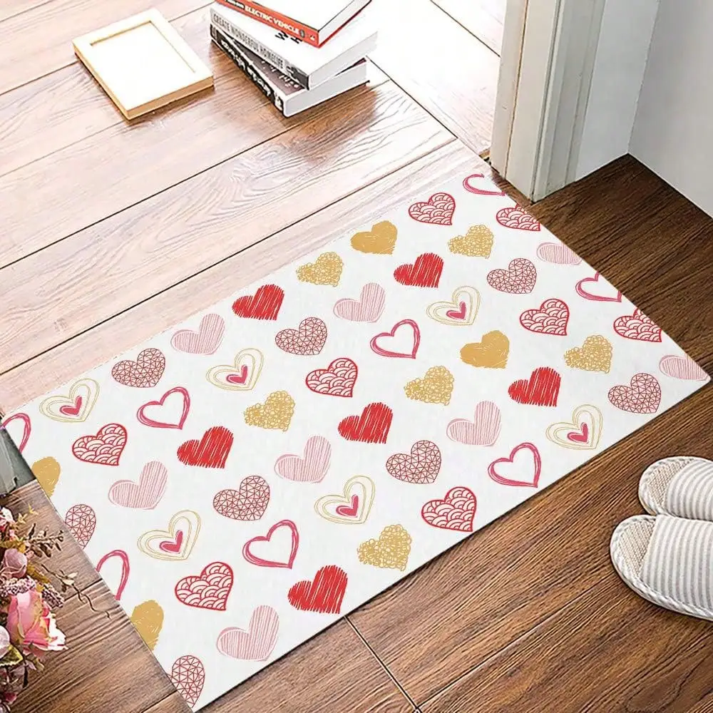 1pc Valentine'S Day Heart Pattern Door | Atmosphere, Suitable Living Room, Bedroom, Kitchen, Office, Bathroom Decor, Hand Wash Only, Polyester Felt