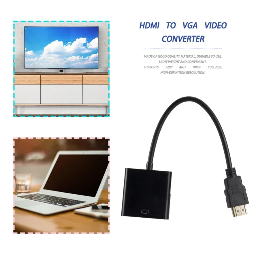 HDMI-VGAアダプター,デジタルアナログケーブルコンバーター,オスからメス,PC,ラップトップ,タブレット,HD 1080p