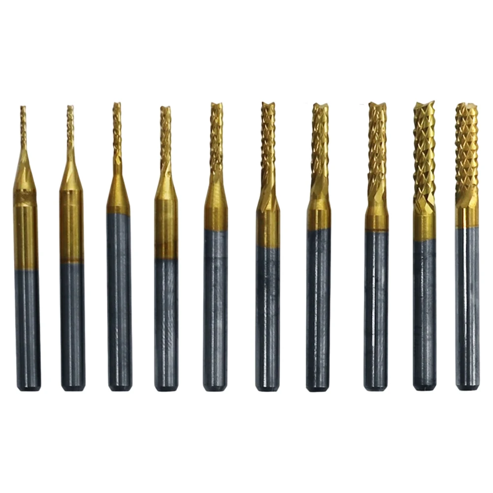 

Coated 10 drill bits for PCB milling cutters perfect for circuit board carving and detailed drilling applications