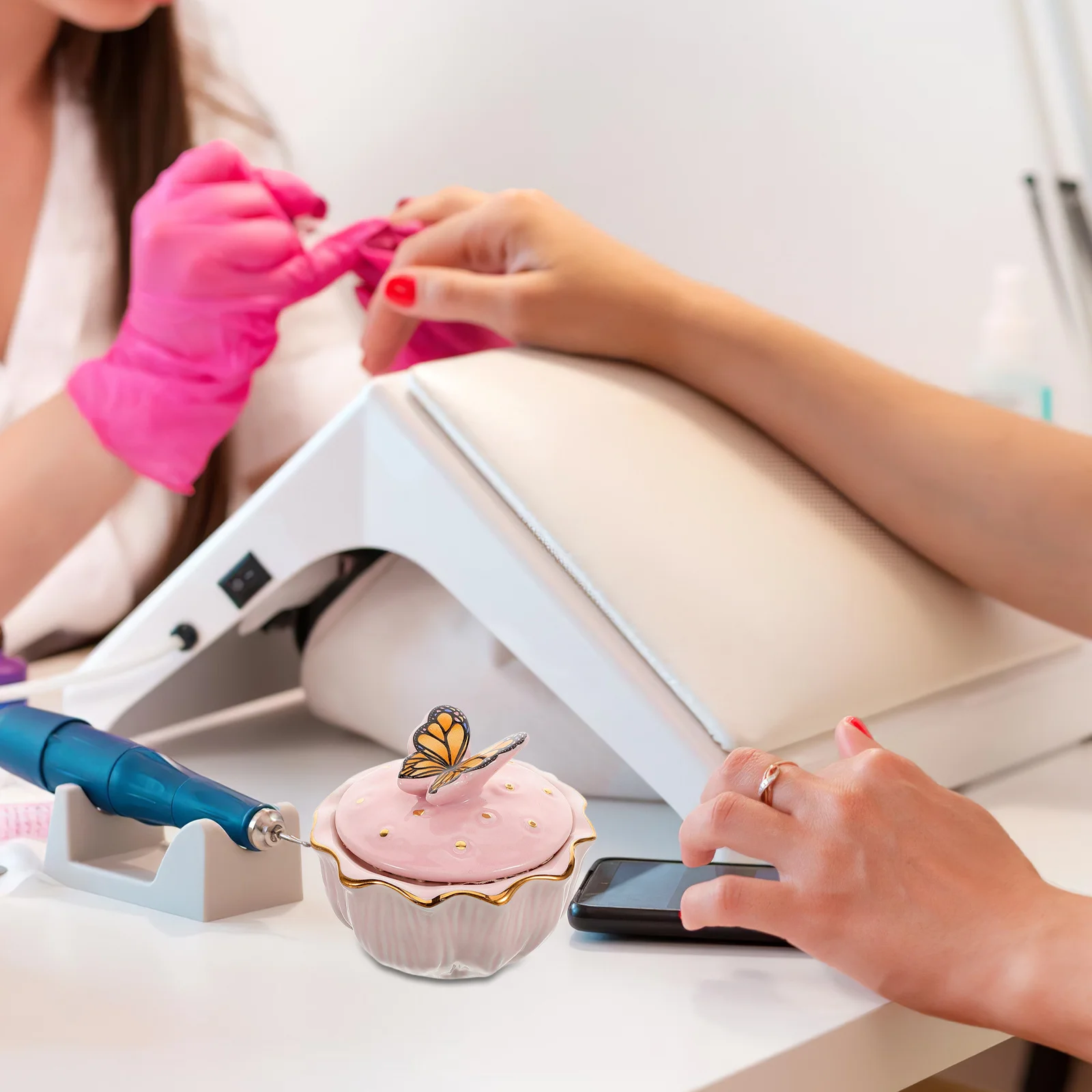 Ceramic Nail Art Brush Cleaning Cup With Filter Multi Functional Dappen Dish For Salon Home Use Nail Brushes Washing Cup