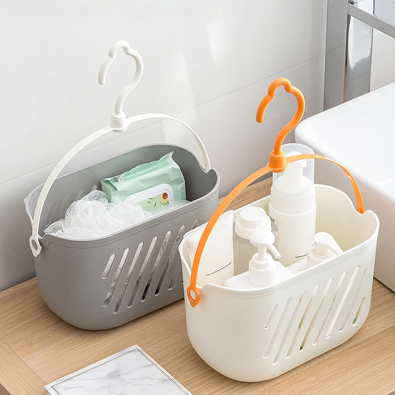 Bathroom Wall Hanging Basket Plastic Small Bath Basket Shampoo & Body Wash Toiletries Storage Basket