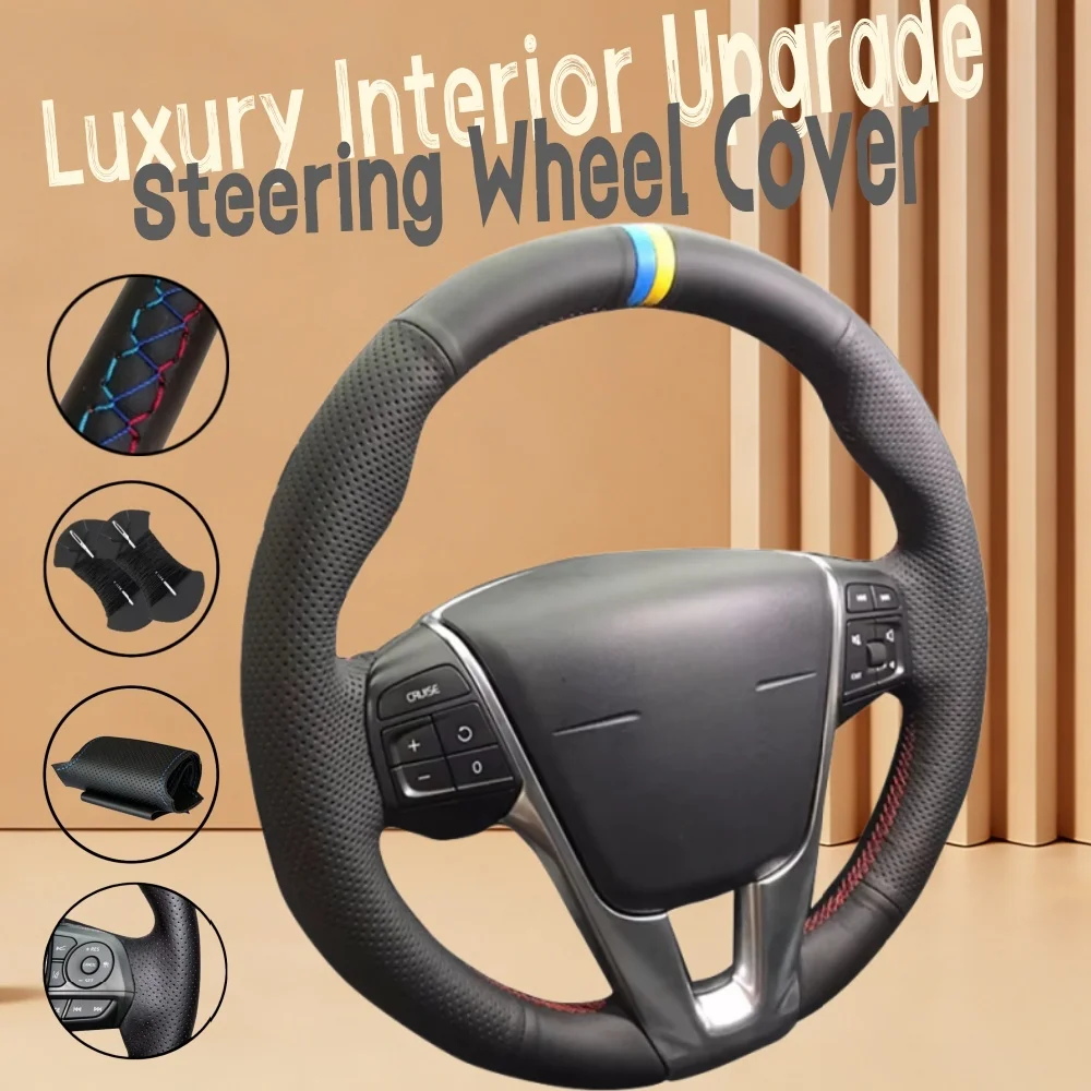 Customiz Non-Slip Microfiber Leather Car Steering Wheel Cover XC60 V40 V60 S40 2011-2017 Steering Wrap Cover For Volvo S60