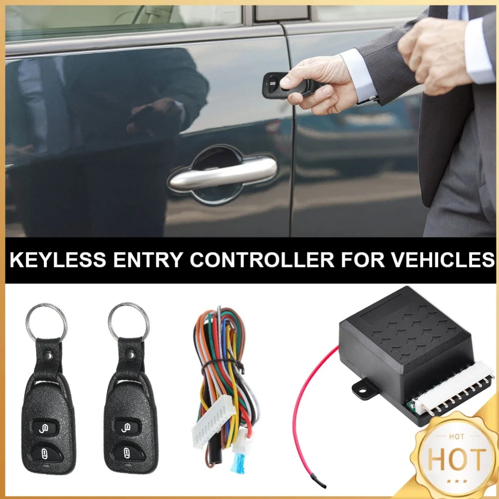 12V Vehicle Door Lock Anti-Theft System with 2 Remote Control Car Auto Remote Switch Lock Kit Portable Auto Remote Central Kit