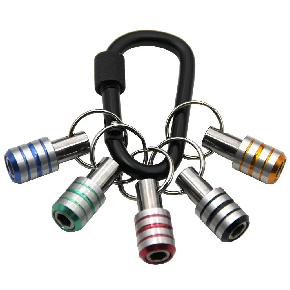 5pc Portachiavi a colori Cambio rapido Biella 1/4 Manico esagonale Cacciavite Testa Manicotto a sgancio rapido Set di aste di conversione