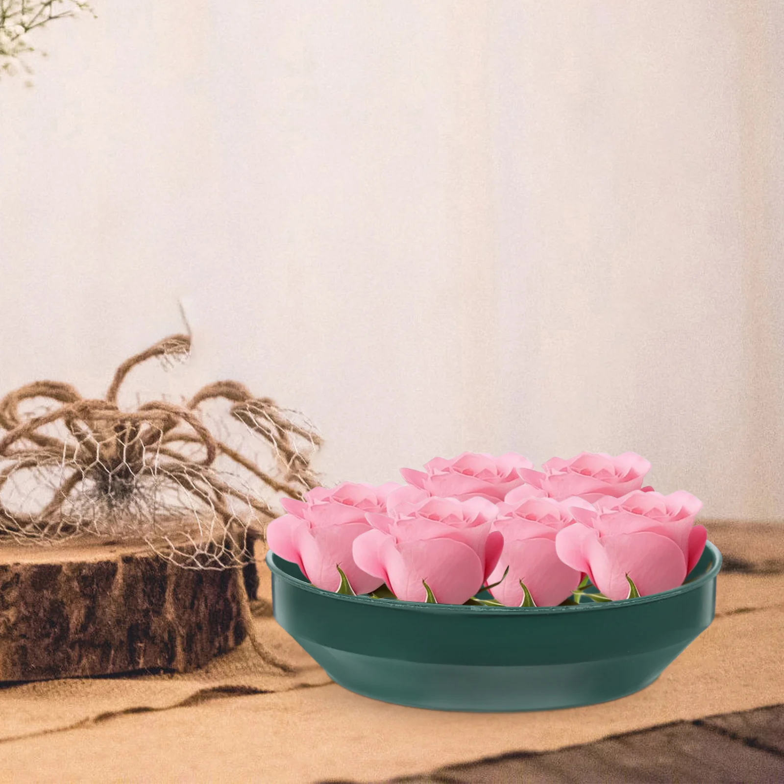 4pcs Round Floral Mud Tray Plastic Flower Fixation Base For Wedding Christmas Decor Floral Holder Centerpieces Arrangement