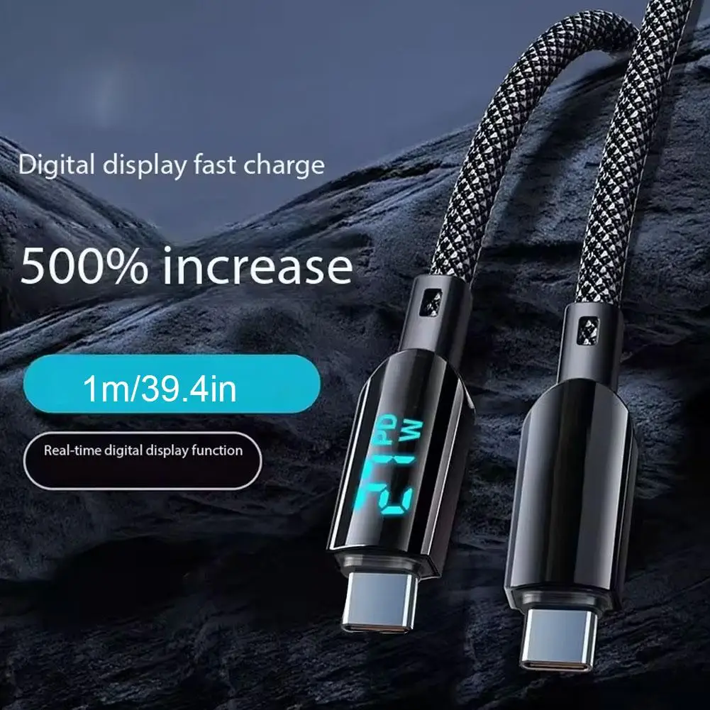 Intelligent Digital Display Super Fast Charge Data Cable For Pd30w Fast Charging Type-c Car Fast Charging Data Cable R2s4