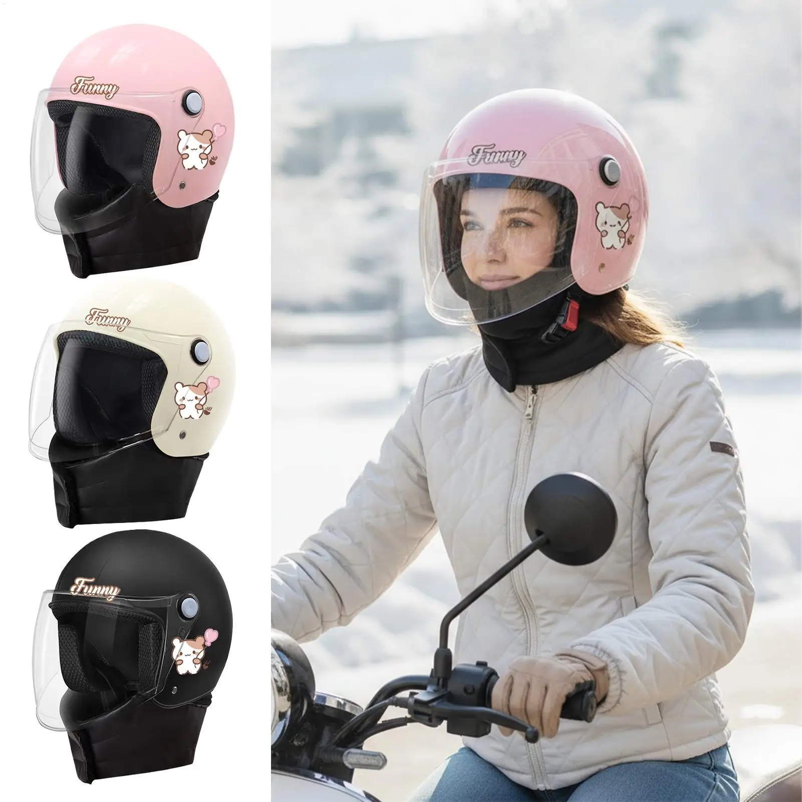 

Helmet For Electric Bike Thermal Safety Hat Windproof Removable Winter Neck Gaiter For Men Women Youth Winter Motorcycle