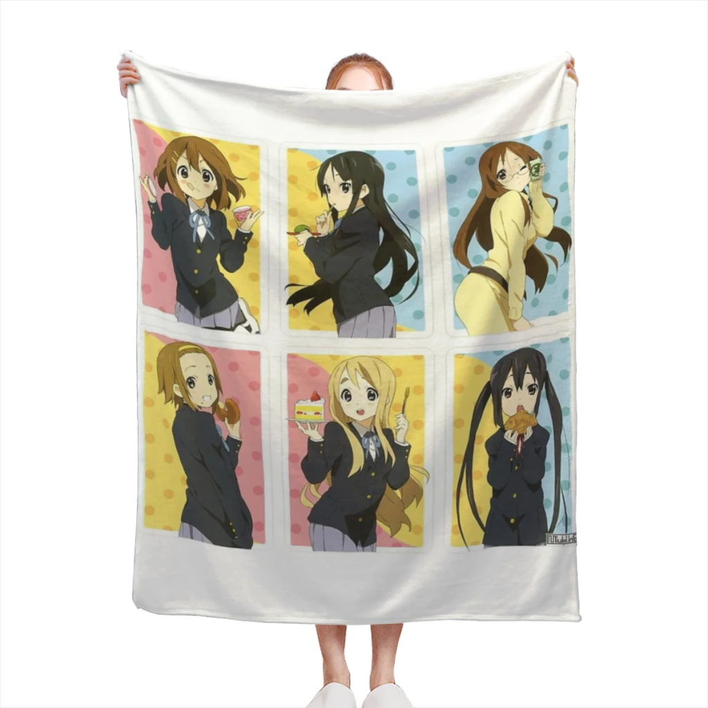 Japan Kawaii New K-ON! Fashion Blanket Printed Throw Blanket Plush Fluffy Flanne Soft Throws for Sofa Couch and Bed