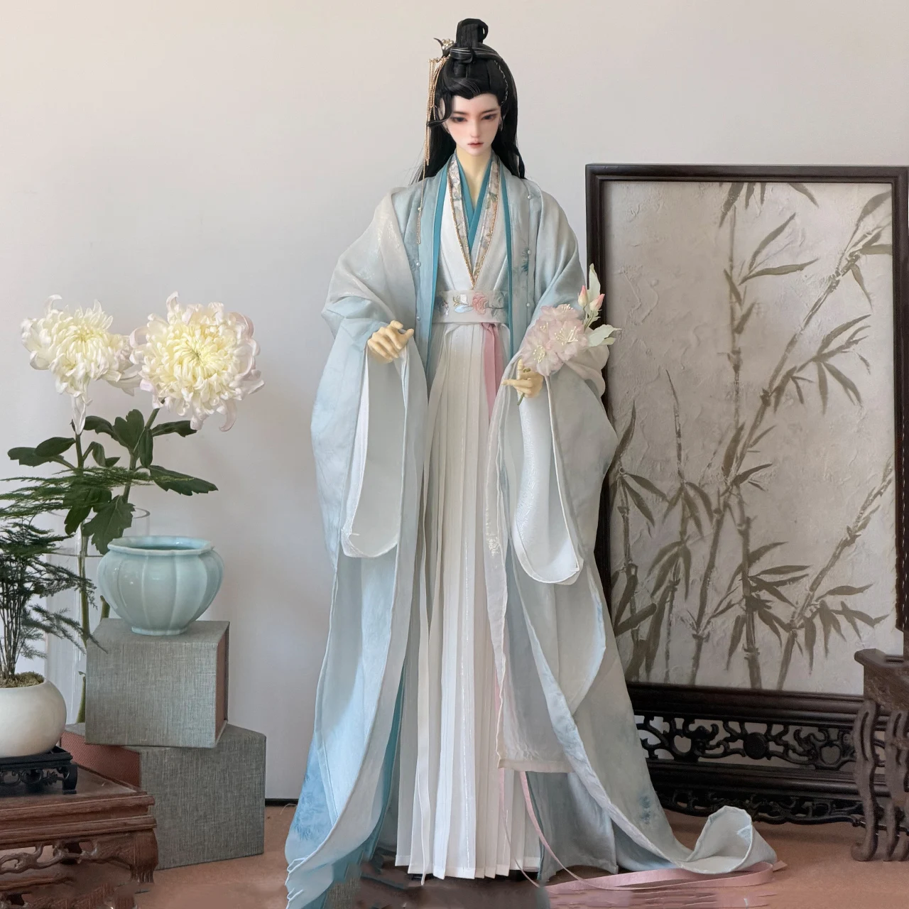 BJD Ancient Costume Hanfu Robe Dress Outfit For MSD SD13 SSDF 80Uncle 1/4 Strong Body 1/3 Doll Accessories Customized Size A1604