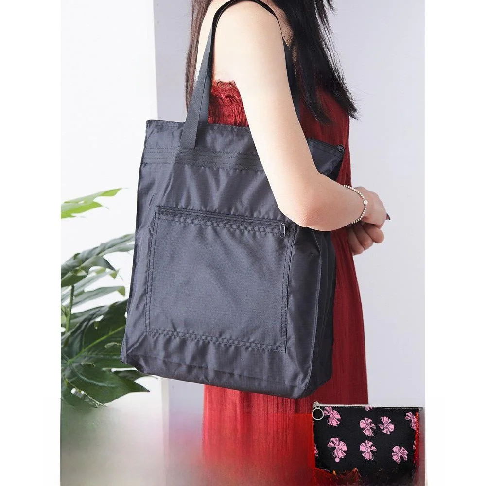 large-capacity-canvas-shopping-bag-women's-shoulder-bag-zipper-design-portable-vegetable-buying-bag-waterproof-handbag