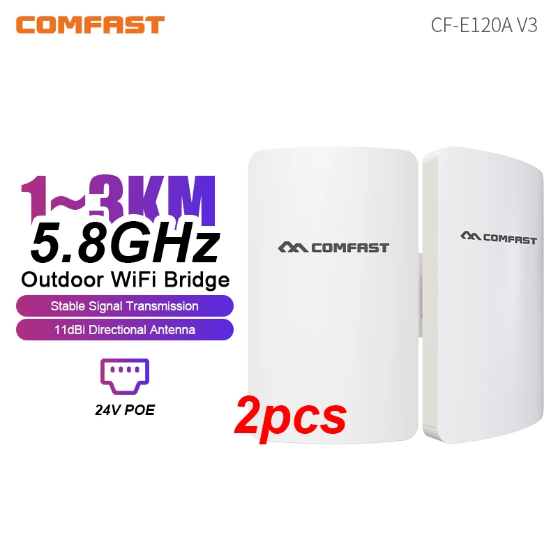 COMFATS 1-3KM Long Range Outdoor Wireless CPE WiFi Router 5.8GHz 300Mbps Outdoor CPE Bridge Repeater Access Point CF-E120AV3