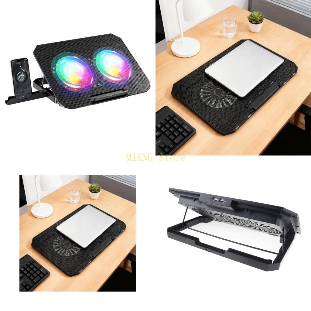 

Эргономичная охлаждающая подставка для ноутбука с 2 мощными вентиляторами, регулируемая по высоте, встроенная подставка для и