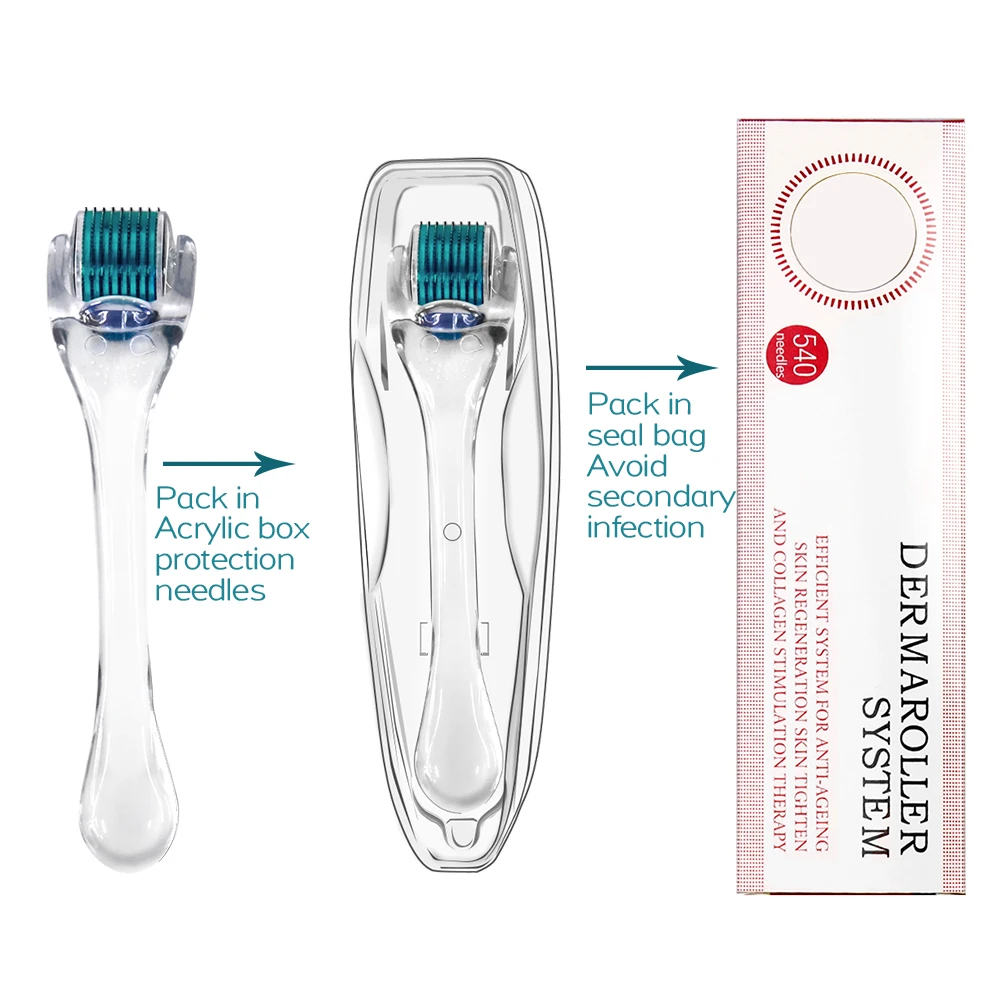 Micro ago 540 rullo Derma rullo Microniddle per faccia Microneedling 0.2/0.3mm lunghezza aghi titanio Dermoroller Mesoroller