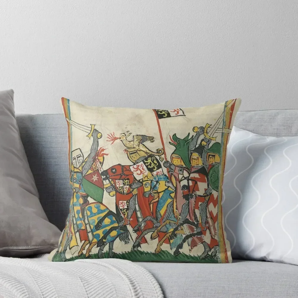 

Battlefield (14th century) - Codex Manesse Throw Pillow Marble Cushion Cover Cushions Cover Decorative pillowcase Anime pillow