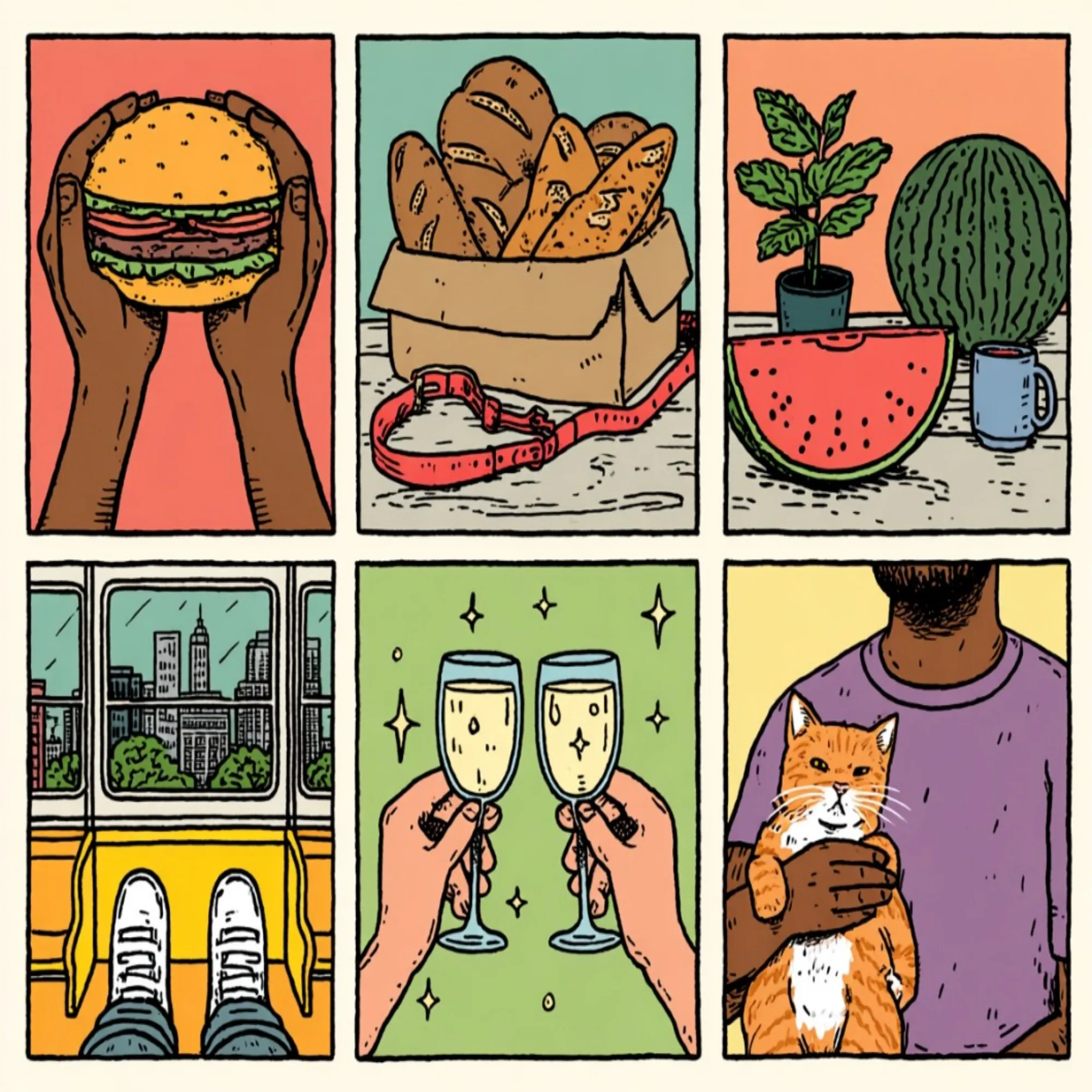 6 grupos de cuadros de gatos gourmet de estilo retro, Kit de pintura por números, Arte acrílico DIY, Arte en lienzo, Regalo para el hogar