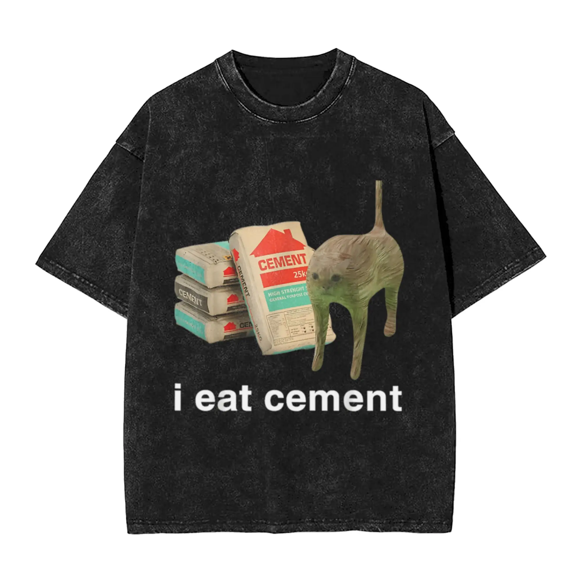 I Eat Cement Cursed Cat Funny Oddly Specific Meme T-Shirt Chic A T-Shirt Oversized Short Sleeve Men's Women's Cotton Tees Tops