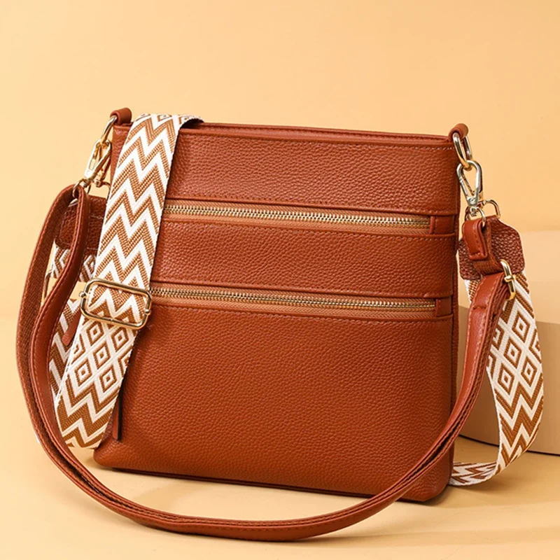 Imagem -02 - Bolsa de Ombro Mensageiro de Couro Genuíno de Luxo para Mulheres Bolsa de Balde Multicamadas de Alta Capacidade Bolsa Feminina Crossbody Sac de Couro Novo