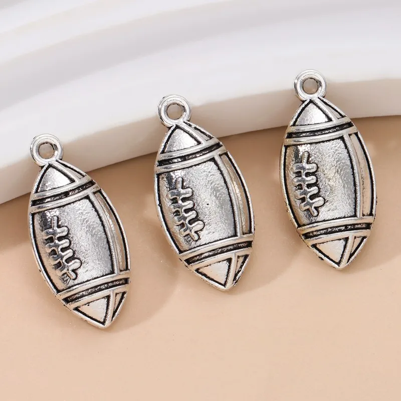 30pcs New Sports Rugby Alloy Charms Fashion School Activity Pendants For Making Handmade DIY Findings  Accessories Necklace