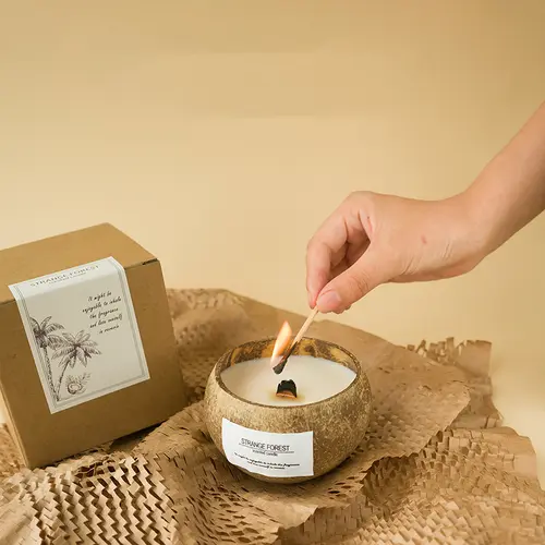Coconut Shell Aromatherapy Candle Essential Oil Fragrance Premium Plant Wax Fragrance Home Companion - Image 2
