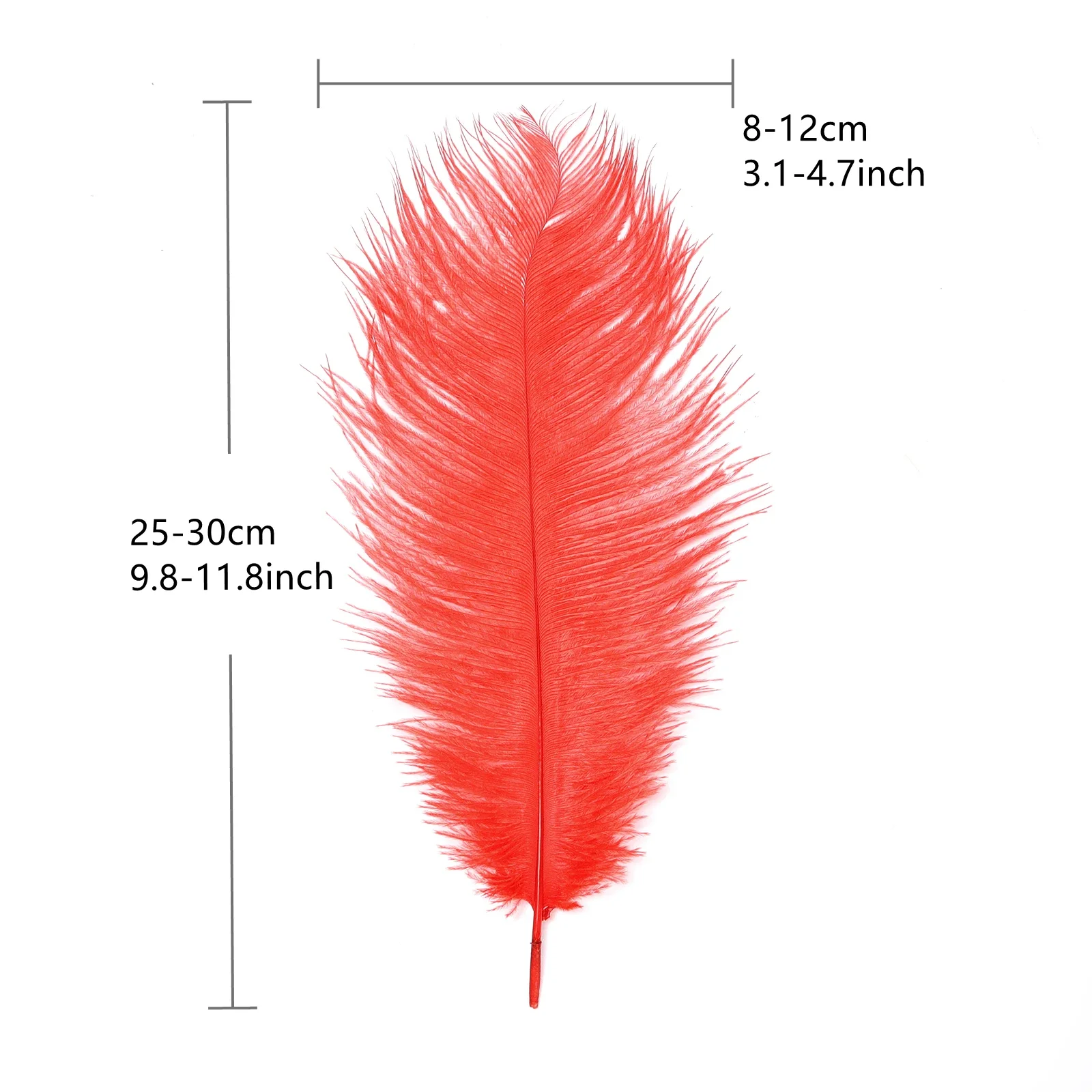 12 шт./лот, натуральные страусиные перья 25-30 см (9,8-11,8 дюйма) для украшений «сделай сам», свадьбы, праздничной вечеринки, маскарада (12 цветов)