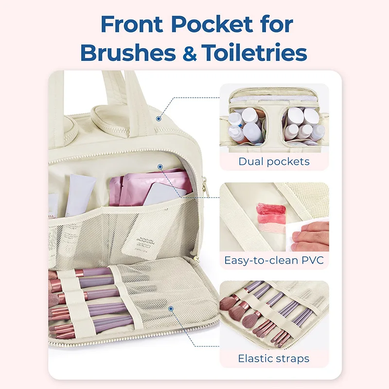 Große Kosmetiktasche - Tragbarer Reise-Organizer für Make-up, Hautpflege, Essentials - Für Unterwegs, Zuhause, Hotelaufenthalte – Detail 9