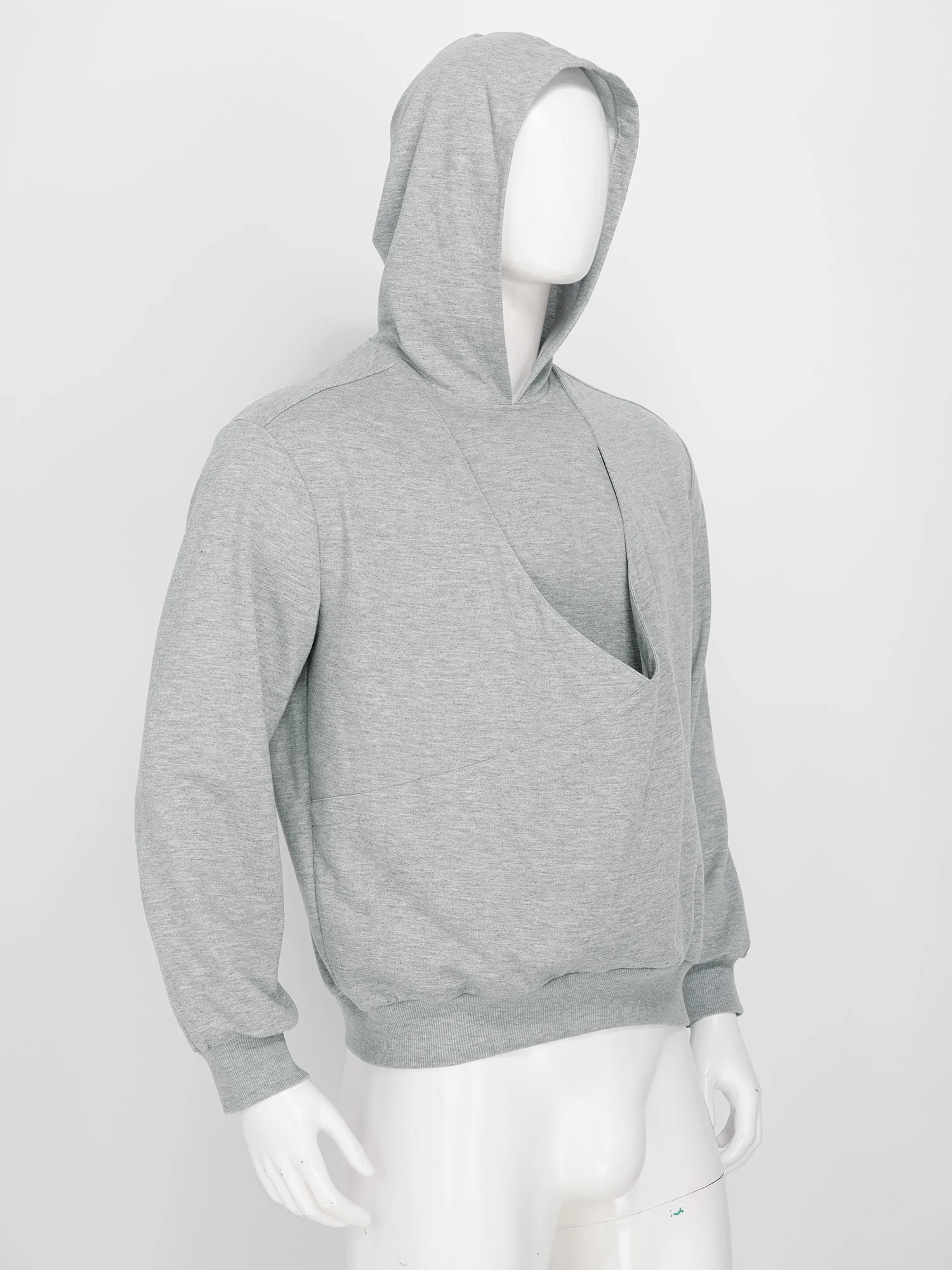 Herren-Känguru-Hoodie für Väter und Babytragen, einfarbig, mit großer Tasche vorne, Kapuzen-Sweatshirt, lässiger Langarm-Pullover – Detail 8