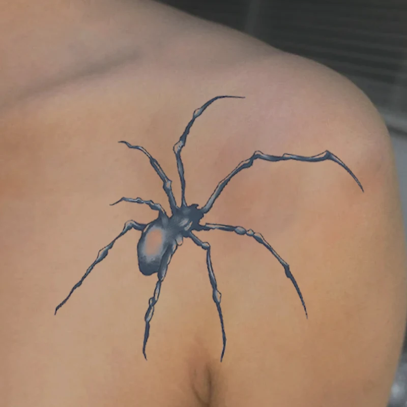 1 pegatinas de tatuaje temporal impermeables de araña, impermeables de larga duración para una a dos semanas, para brazo, pierna.
