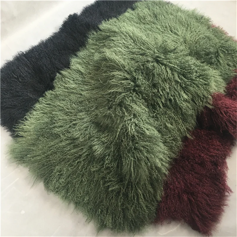 Long Hair Tibetan Mongolian Real Curly Lamb Fur Plates For Wigs Home Decorations