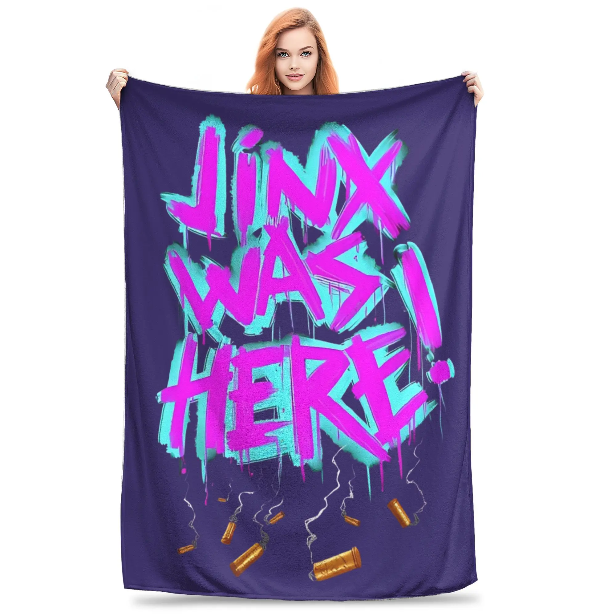 Jinx Graffiti Arcane Flannel Blankets  Vintage Throw Blankets for Home Hotel Sofa  150*125cm Quilt