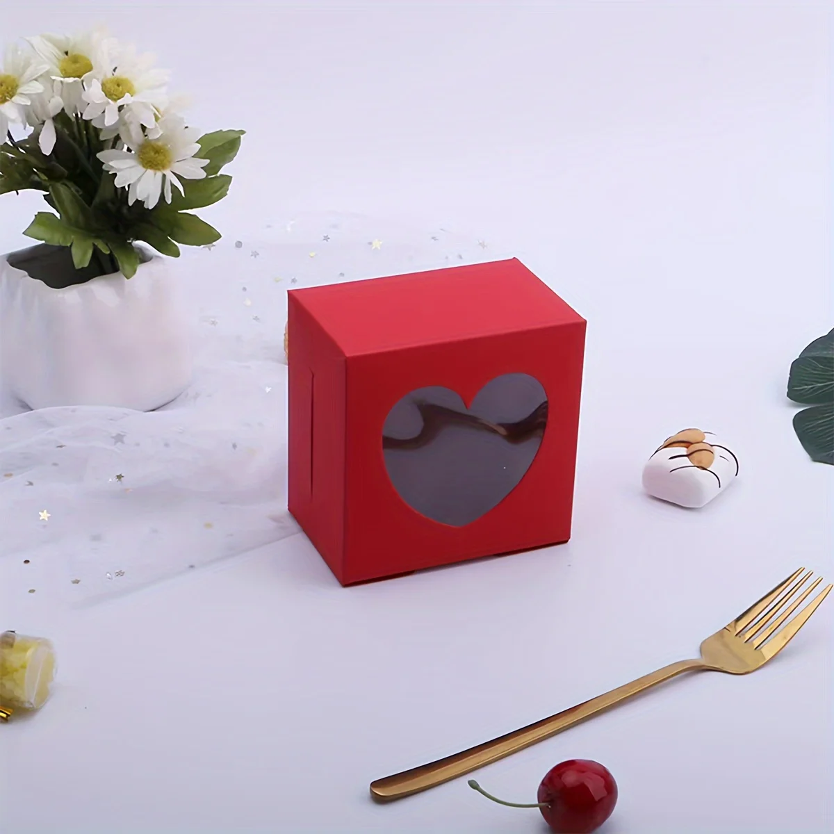 10pcs Creative Dessert Box, Used For Baking Cupcakes And French Pastry Muffin Boxes, With Transparent Window Opening Cupcake Box