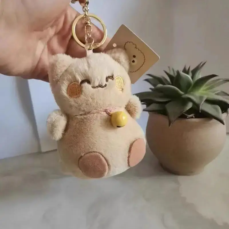 Paar handgemachte Glocke für Reichtum Katze Schlüsselanhänger Nische Katze Plüsch Anhänger