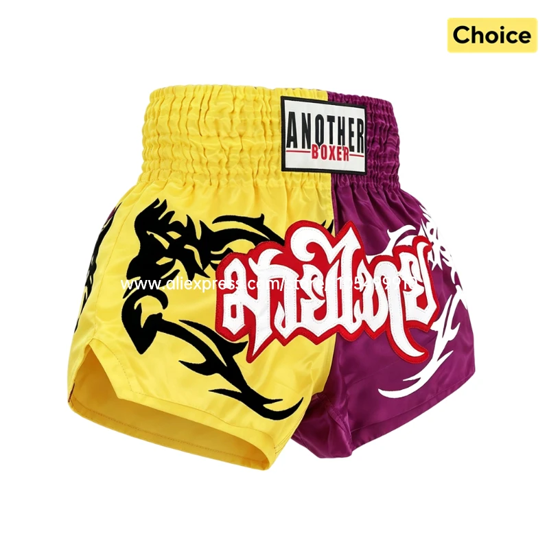 Premium 2 Tone Split Color Muay Thai Shorts Satin Kickboxing Shorts Elastic Waist Boxing Shorts for MMA Training Competition
