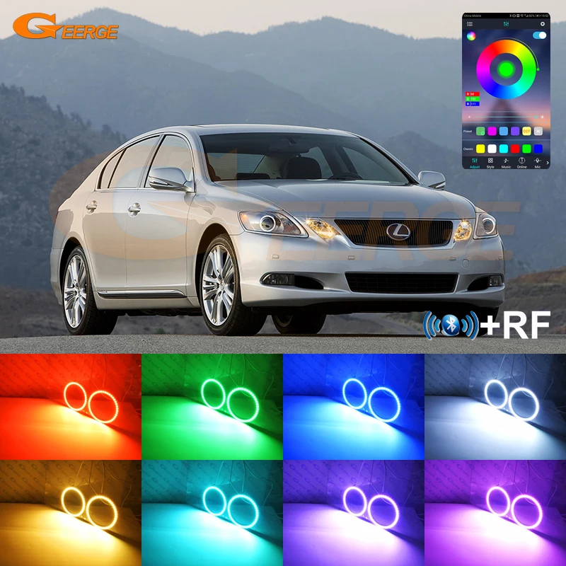 

For LEXUS GS300 GS350 GS430 GS450 GS460 450h 2006-2011 RF BT App Remote Control Multi-Color Ultra Bright RGB LED Angel Eyes Kit