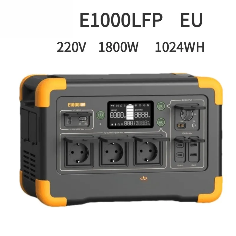 1800W 1024Wh Portable Power Station Pure Sine Wave MPPT Charge UPS Backup for Camping Outdoor Home Emergency