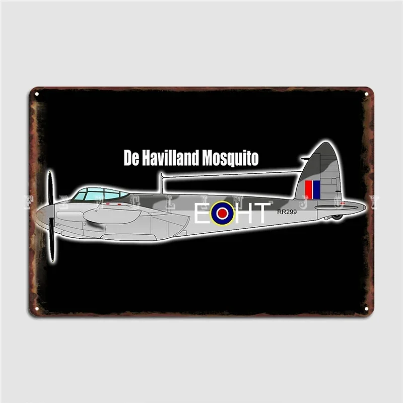 Mosquito Combat Aircraft De Havilland Mosquito Raf Fighter Bomber War Ii British Multi Role Metal Plaque Poster Wall Decor