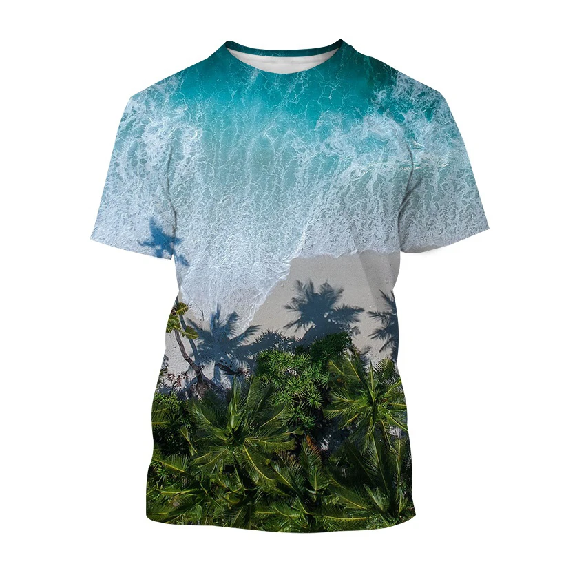 Hawaiian Style T-Shirts Palm Tree Pattern 3D Print Men Women Short Sleeve T Shirt Oversized Harajuku Y2k Tees Man Tops Clothing