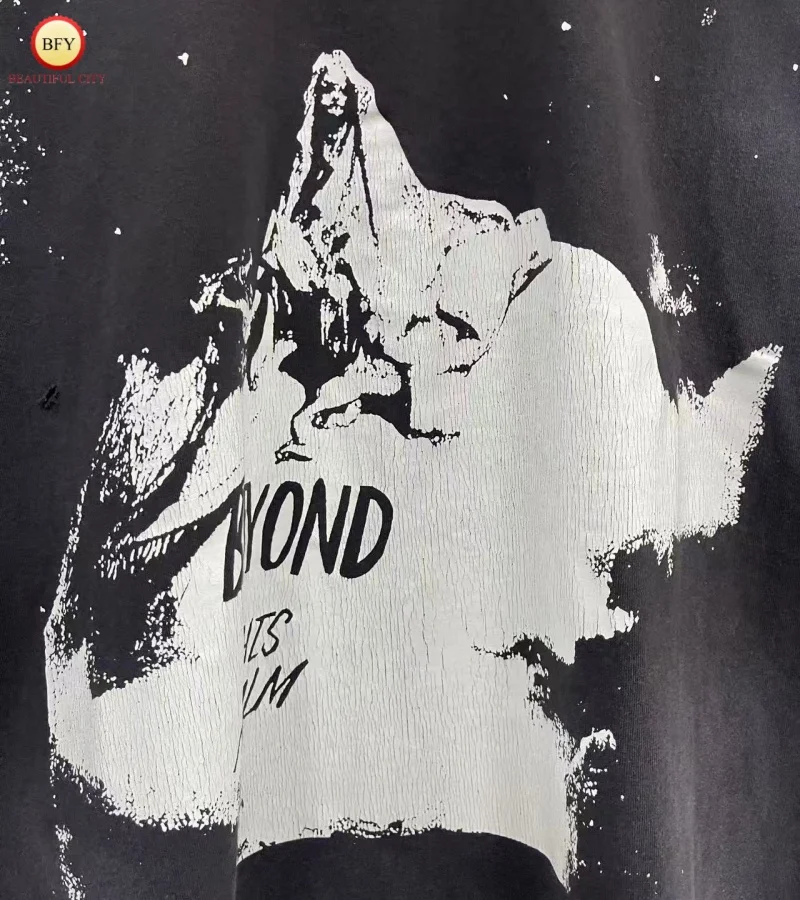 تي شيرت SAINT للرجال والنساء High Street 25AW وصل حديثًا تي شيرت عتيق بأكمام طويلة #6