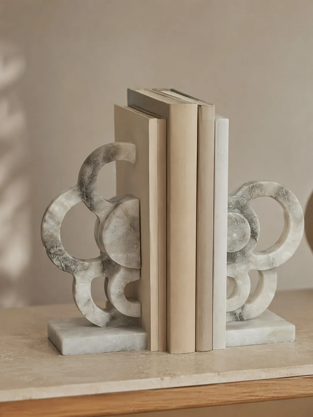 Marble Bookend Geometric Chinese Style Natural Book Stand High-end Desktop Study Room Creative Art Decorative Storage