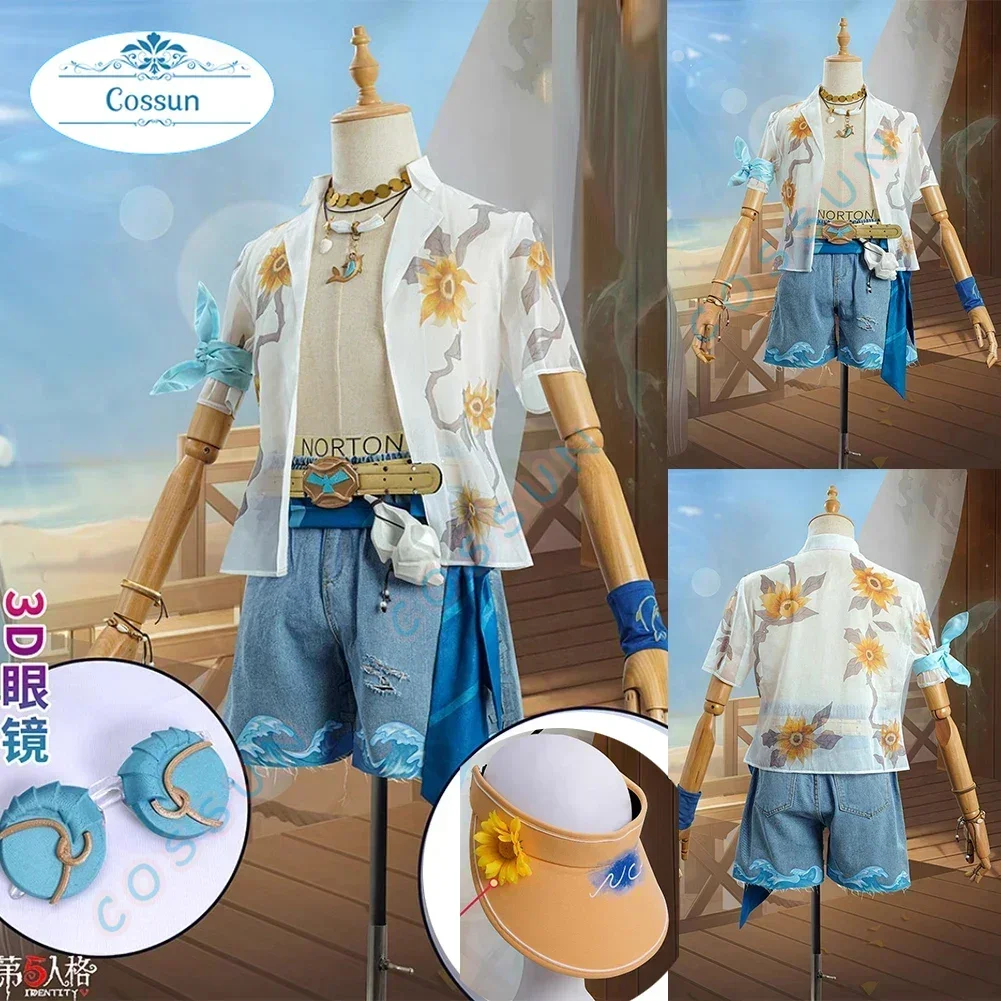 

COSSUN Game Identity V Prospector Norton Campbell Cosplay Costume Party Suit Halloween Uniforms Anime Clothing+Hat+Glasses