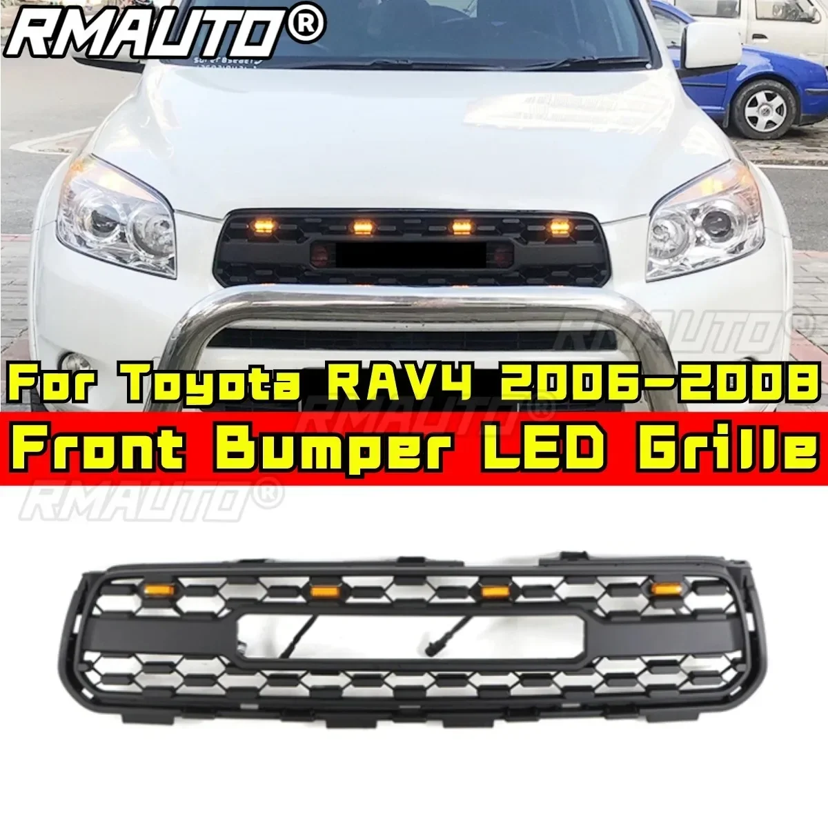 Front Racing Facelift Upper Radiator Grilles For Toyota RAV4 2006-2008 Car Front Bumper Racing Grille Grill Modification Part