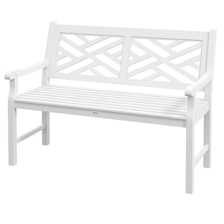 

White Wooden Respite: 43.25 Outdoor Bench for Yard and Deck Relaxation