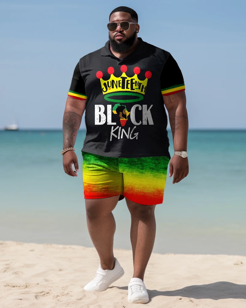 Biggmans-Fato de praia manga curta para homens, shorts verão, moda de férias, roupas confortáveis para homens grandes, calções plus size, 7XL, 8XL, 9XL