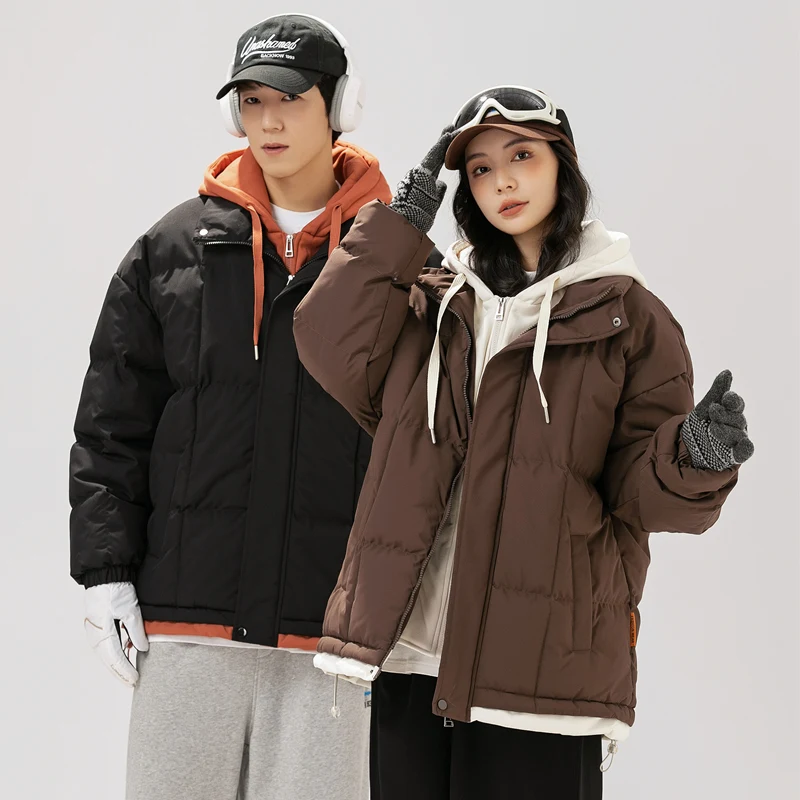 

Two Hooded Cotton-padded Jackets Simple Couple Style Thick and Warm Cotton-padded Jacket, Windproof and Versatile Jacket for Men