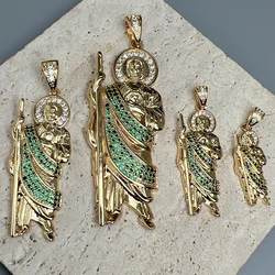Beautiful Religious St Jude Thaddeus Pray Pendants Metal Zircon Large Charms For Jewelry Making Hip Hop Necklace Accessories