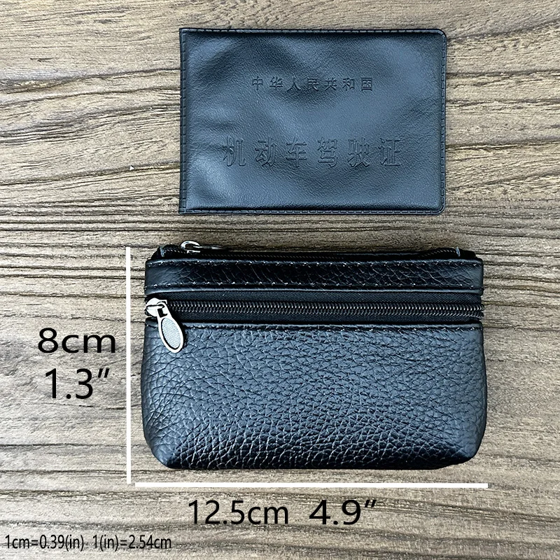 Handgemachte Vintage Kuh Pickup Tasche einfarbig Multi-Zip Brieftasche Bankkarte Führerschein ID-Karte Mehrzweck-Karten tasche