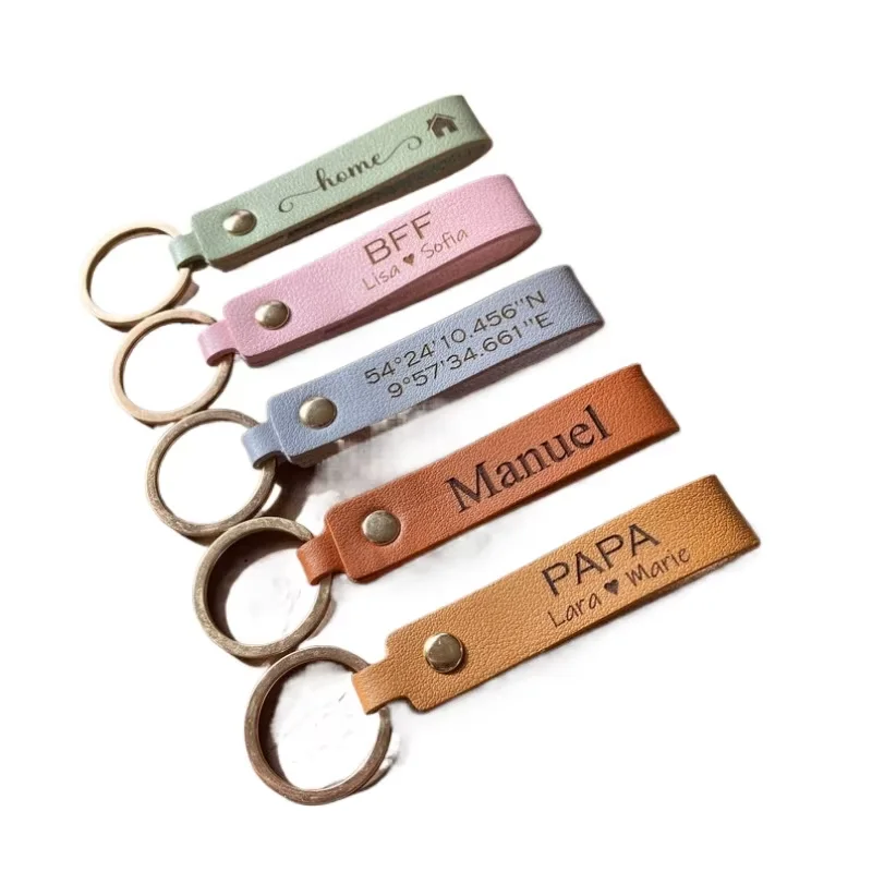 Chaveiro de couro pu com logotipo personalizado gratuito, presente de negócios, chaveiro de couro para homens e mulheres, alça de chave de carro, carteira de cintura, chaveiro para fazer diy