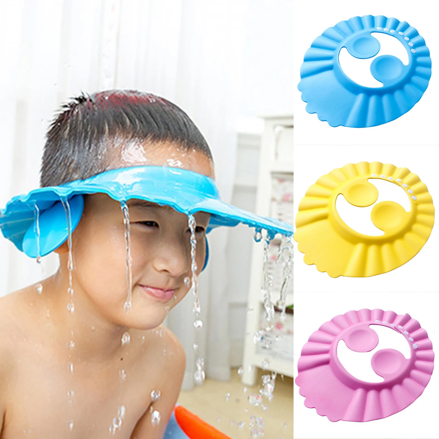 Safe Shampoo Shower Bathing Bath Protect Soft Cap Hat For Baby Adjustable Hair Wash Hat Children Bathing Shower Cap Hat Kids