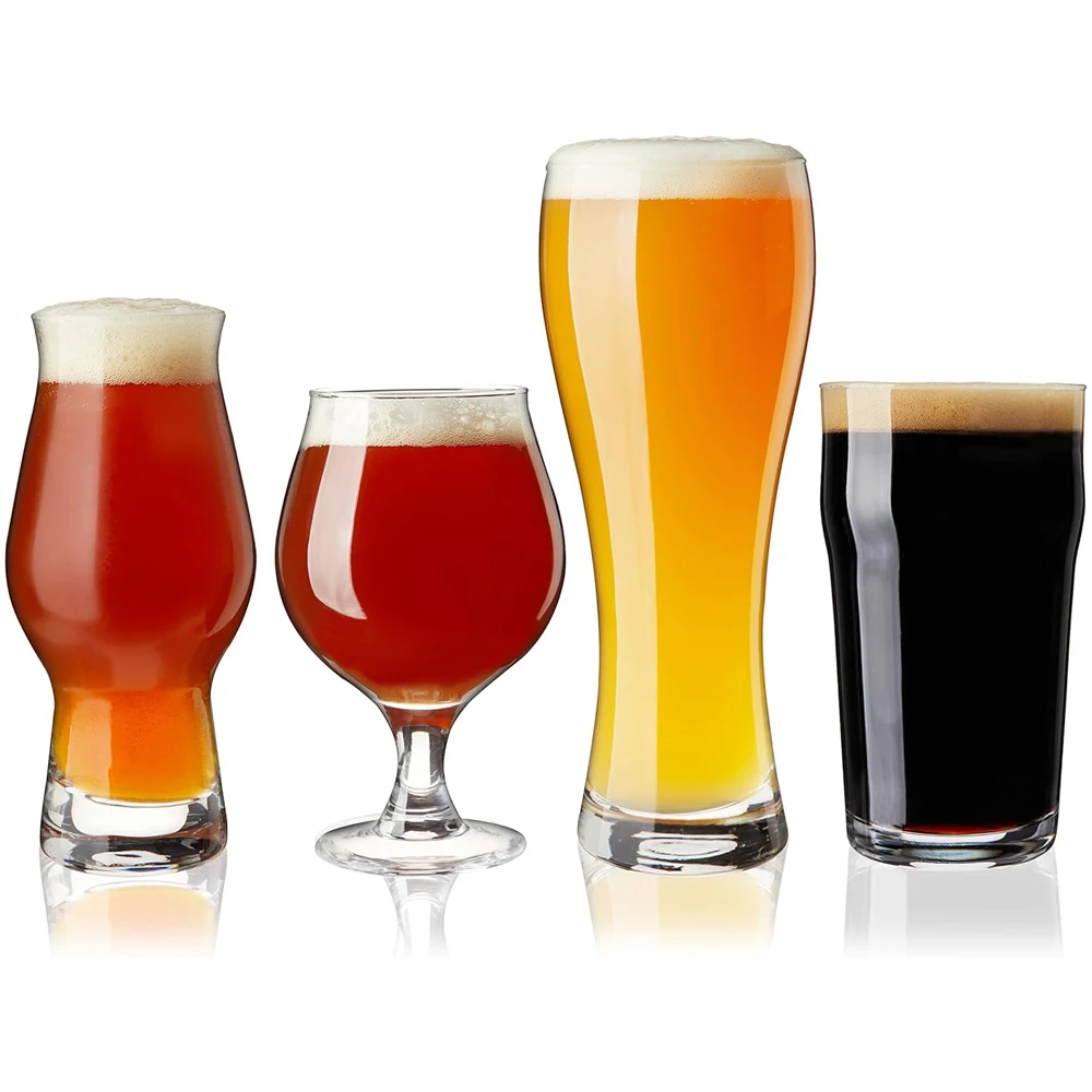 Beer Glasses Gift Set, Durable Clear Tasting Kit for IPA, Belgian Ales, Wheat Beers, Stouts, Porters, Perfect for Beer Lovers