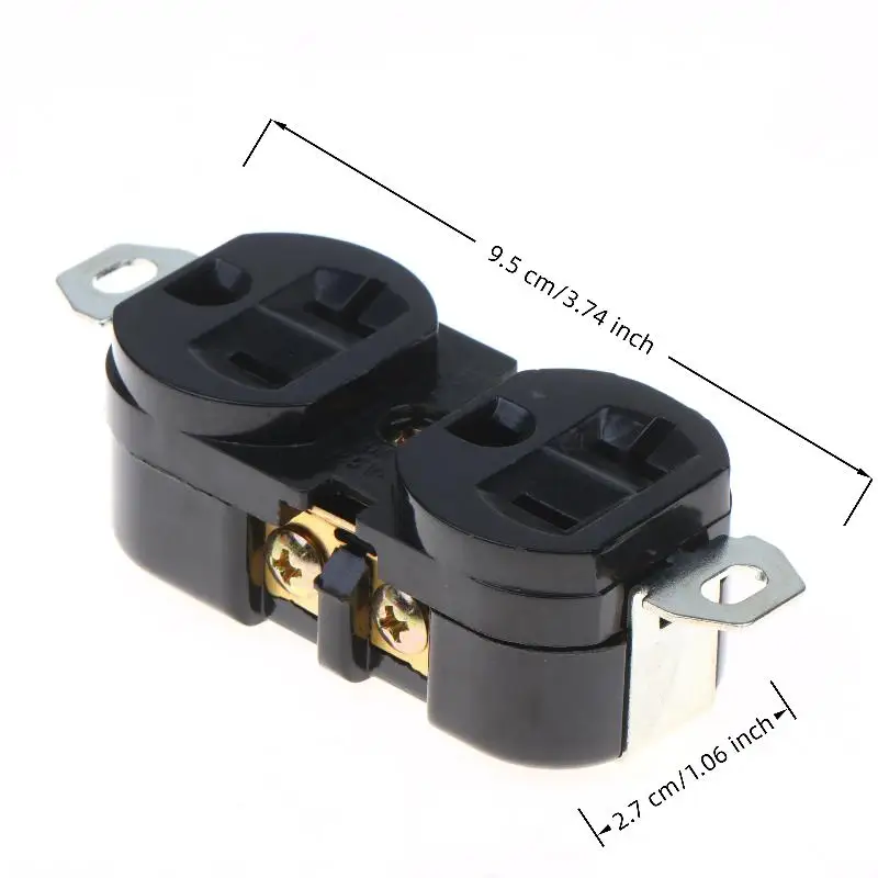 US-style Double Socket 20A 125V E-09 Wiring Lock Connector Durable Fireproof for Home Commercial Electrical Wiring Use