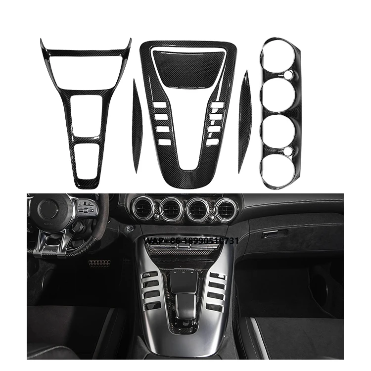 

Sunmax 6pcs Real Carbon Fiber Car Interior Center Console Gear Shift Panel Cover for Benz AMG GT GTS GTR C190 R190 2019-2023